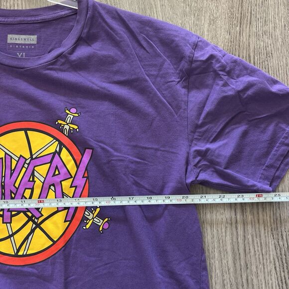 KINGSWELL DIRTSQID: Purple+Yellow LAKERS BASKETBALL Size XL Tee - Picture 6 of 6
